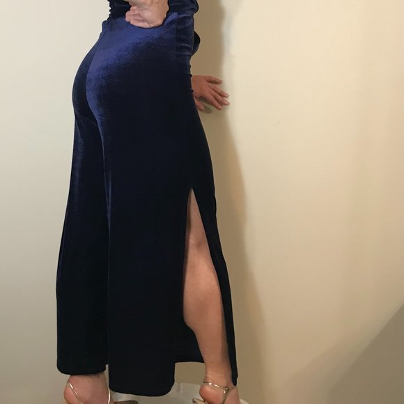 Gorgeous Navy Blue Velvet Romper - Picture 9 of 13